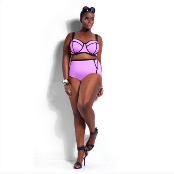 Neon High Waisted Bikini Pink or Purple - Picture 4 of 9